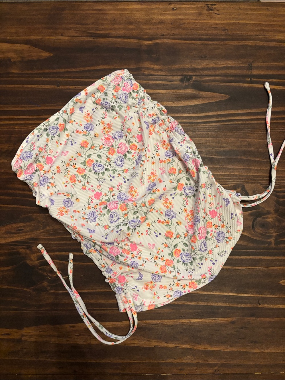 Maaji strapless ribbed floral swim top xs small unlined